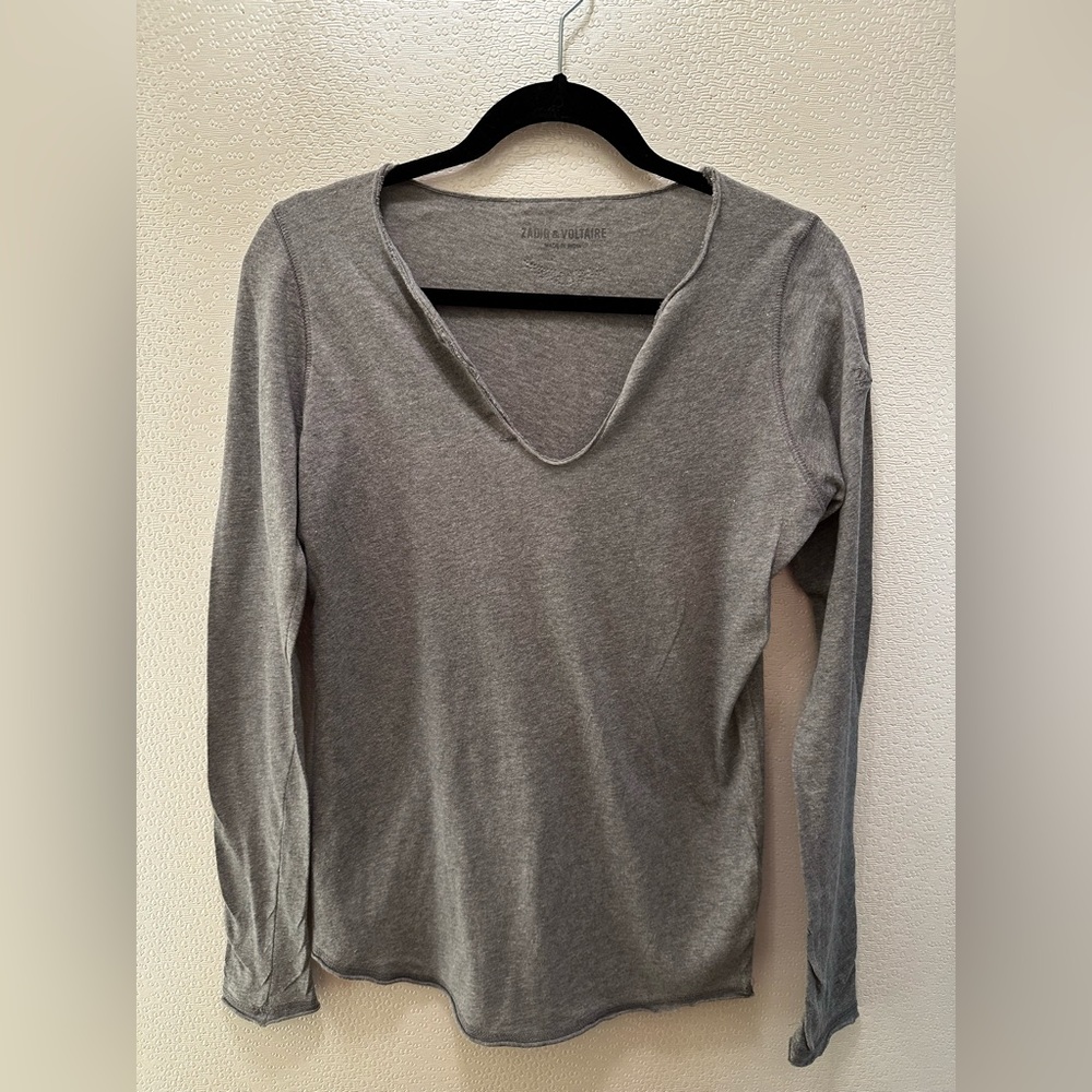 Zadig and Voltaire long sleeve grey t shirt Sz S